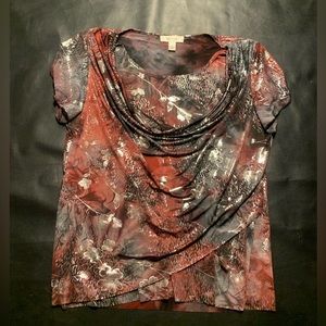 Dressbarn Cowl neck short sleeve blouse - multi colored - Size M